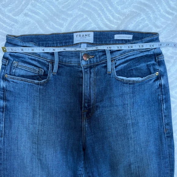 FRAME Le Nouveau Straight Jeans Size 29 Blue Ankle Slit Raw Hem High Rise EUC - Picture 7 of 12